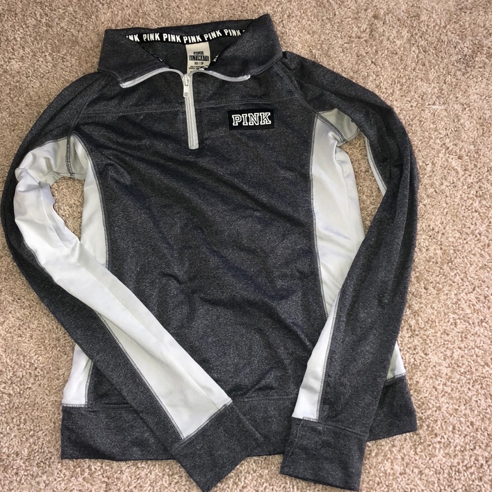 PINK Gray quarter zip